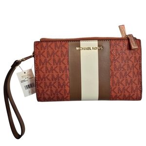 Michael Kors Red and Brown Wristlet